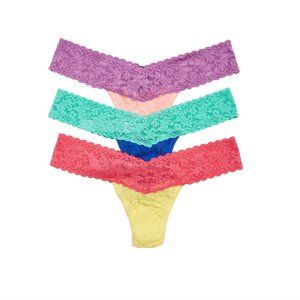 Hanky Panky Confetti Low Rise Lace Thongs Pack of 3 Colorblock Neon Brights